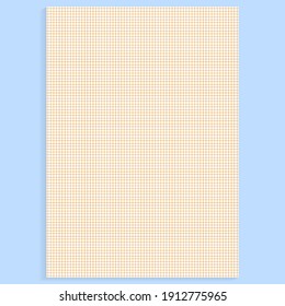 Grid paper. Realistic blank lined paper sheet in A4 format. Squared background with color graph. Geometric pattern for school, wallpaper, textures, notebook. Lined blank on transparent background.