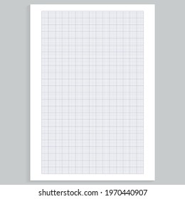 Grid paper. Realistic blank lined paper sheet in A4 format. Squared background with color graph. Geometric pattern for school, wallpaper, textures, notebook. Lined blank on transparent background.