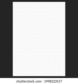 Grid paper. Realistic blank lined paper sheet in A4 format. Squared background with color graph. Geometric pattern for school, wallpaper, textures, notebook. Lined blank on transparent background.