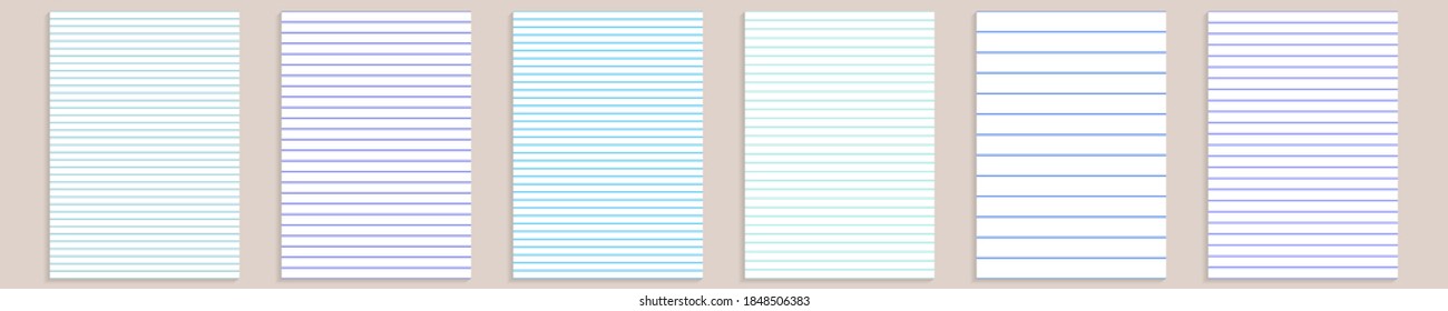 Gitterpapier-Set. Abstrakter, gestreifter Hintergrund mit Farbdiagramm. Geometrisches Muster für Schule, Bildschirmhintergrund, Texturen, Notebook. Leinenleere A4 einzeln auf transparentem Hintergrund. Millimeterraster.