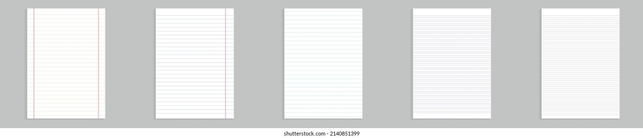 Conjunto de papel de cuadrícula. Resumen de fondo rayado con líneas horizontales de color. Patrón geométrico para la escuela, fondo de pantalla, texturas, cuaderno. Papel en blanco aislado en fondo transparente.
