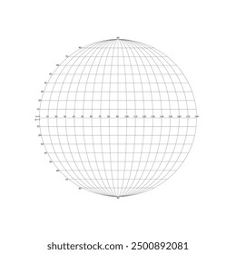 Grid of parallels and latitudes on a cirle in flat style. Vector