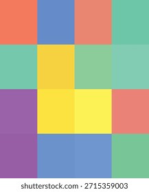 Una cuadrícula de cuadrados de colores pastel que forman un patrón geométrico abstracto. Formato de Vector escalable adecuado para medios impresos y digitales.