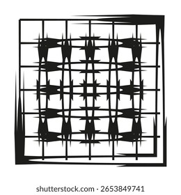 Grid pattern abstract. Black line structure. Geometric mesh Vector. Artistic tile element.