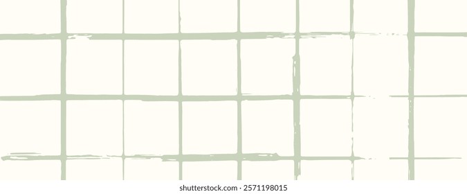 Grid pattern background with light green lines on a cream background. The light green color adds a soft, textured style to the background. Grid pattern background vector.