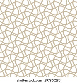 Grid pattern of curved tan lines, seamless vector background.