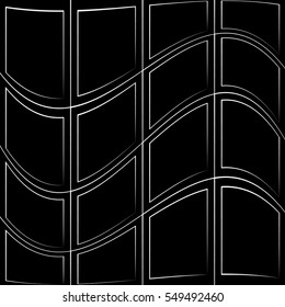 Grid pattern with deformation effect. Abstract monochrome background.