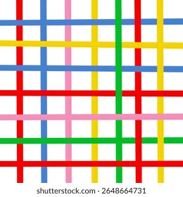The grid pattern is formed by overlapping lines of various colors. It looks clean and tidy, creating a depth dimension, creating a sense of weaving or weaving.