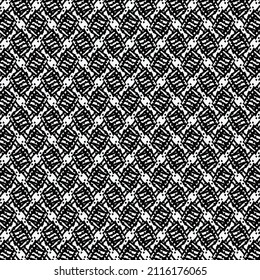 Grid pattern with rectangular patches and dots. Decorative graphics in black and white.