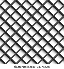 Grid pattern - seamless background. 3d texture - black and white.