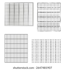 Grid pattern set. Squared line texture. Abstract geometric background. Vector diagram template.