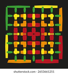 Grid pattern squares. Abstract cross shapes. Multicolor geometric design. Vector illustration art. EPS 10.