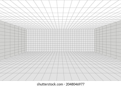 Grid Perspective White Room Gray Wireframe Stock Vector (Royalty Free ...