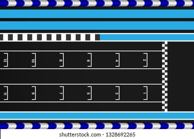 Grid Race Start Line In A Car Track, Aerial Top View Of Grid Race Start.vector Illustration