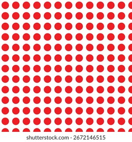 Ein Raster roter Kreise auf weißem Hintergrund erzeugt ein sich wiederholendes Muster. Das Design ist einfach, sauber und optisch beeindruckend und bietet eine lebendige Kulisse.

