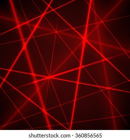 Grid Of Red Laser Rays. Vector Background