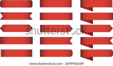 Grid Of Red Ribbon Banners With Straight And Angled Ends collection