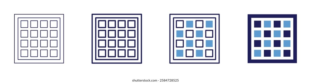 Grid reliability icon in 4 different styles. Thin Line, Line, Bold Line, Duotone. Duotone style. Editable stroke.