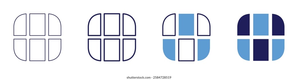 Grid scalability icon in 4 different styles. Thin Line, Line, Bold Line, Duotone. Duotone style. Editable stroke.