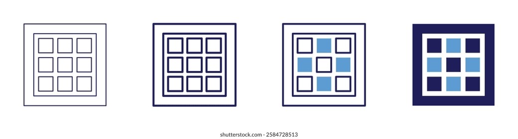 Grid scaling icon in 4 different styles. Thin Line, Line, Bold Line, Duotone. Duotone style. Editable stroke.