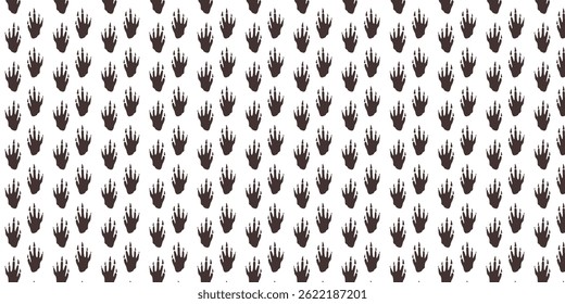 grid scatter seamless pattern with beaver footprint for textile, wallpaper and other. animal footprints repeat background