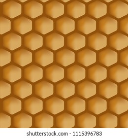 Grid seamless pattern. Hexagonal cell texture. Honeycomb on brown background.