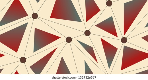 Grid. Seamless pattern of triangles and circles. Modern style. Vector graphics