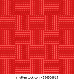 Grid seamless pattern.Vector background. Wavy line on a red background