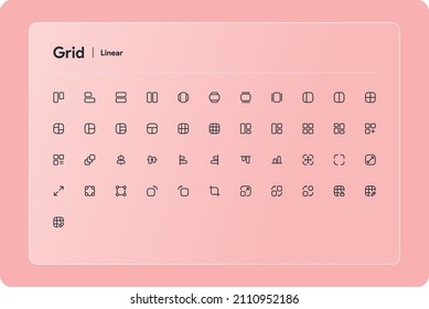 Grid of set linear icons