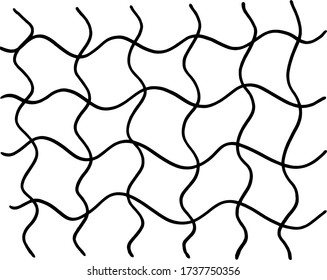 Grid, grid with a single black line. Vector drawing by hand