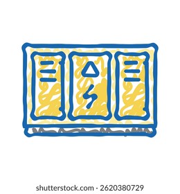 Vector de dibujo de icono de doodle de energía de almacenamiento de red. señal de energía de almacenamiento de red. ilustración de símbolo aislado