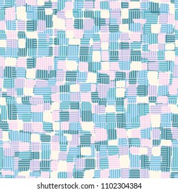A grid of striped squares located on top of the texture. Seamless pattern. Camouflage.