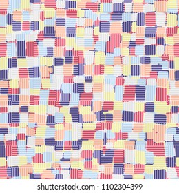 A grid of striped squares located on top of the texture. Seamless pattern. Camouflage.