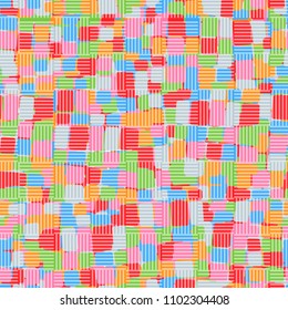 A grid of striped squares located on top of the texture. Seamless pattern. Camouflage.