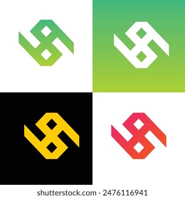 Diseño del logotipo de la letra 'B' y 'P' del estilo de la rejilla 