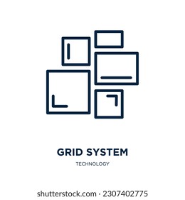 grid system icon from technology collection. Thin linear grid system, grid, system outline icon isolated on white background. Line vector grid system sign, symbol for web and mobile