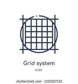 grid system icon from technology outline collection. Thin line grid system icon isolated on white background.