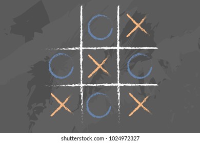 Grid with tick-tack-toe game on gray ground. Strategy concept. Eps vector illustration