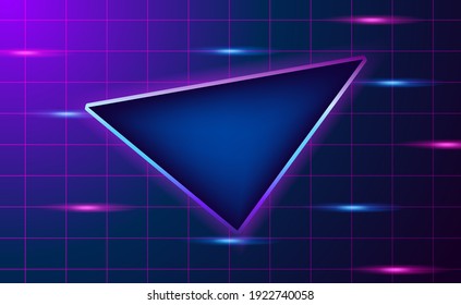 grid tile dark background with triangle and pink and blue purple neon glow vibrant color for pop culture retro 80s style future