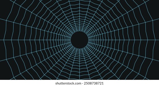Grid tunnel, 3D mesh abstract background.