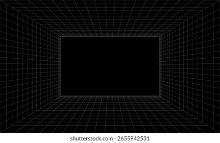 Túnel de rejilla sobre fondo negro