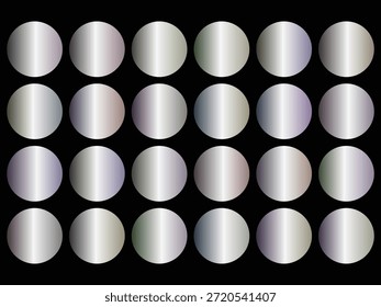 A grid of twenty metallic gradient circles with varying colors
