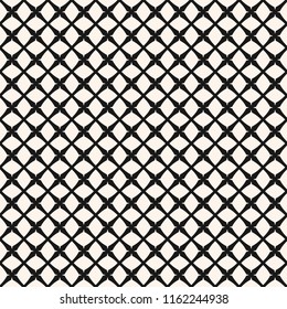 Grid vector seamless pattern. Abstract geometric monochrome texture with diagonal cross lines, small net, mesh, lattice, grill, fence. Simple black and white graphic background. Repeatable design 