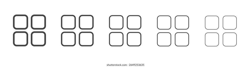 Grid view icon vector outline set illustration sign