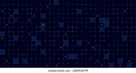 Grid for Virtual Technology Futuristic User Interface HUD. Spaceship FUI GUI Backdrop Design. Design for Science Fiction Theme, Artificial Intelligence, Neural Network and Hi-Tech. Vector Illustration