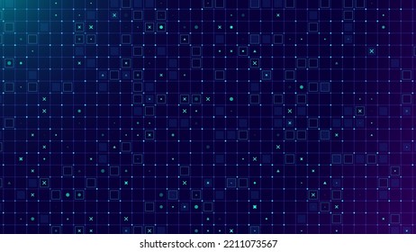 Grid for Virtual Technology Futuristic User Interface HUD. Spaceship FUI GUI Backdrop Design. Design for Science Fiction Theme, Artificial Intelligence, Neural Network and Hi-Tech. Vector Illustration