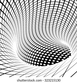 grid vortex tunnel in black and white