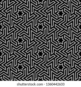 Grid wallpaper. Folk motif. Polygons backdrop.Stars, figures ornament.Ethnic background. Digital paper, textile print, web design, abstract. Seamless pattern. Vector artwork.