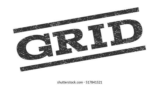 Grid watermark stamp. Text caption between parallel lines with grunge design style. Rubber seal stamp with scratched texture. Vector gray color ink imprint on a white background.