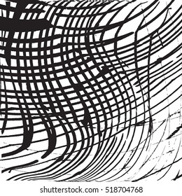 Grid wavy distress overlay texture for your design. EPS10 vector. 